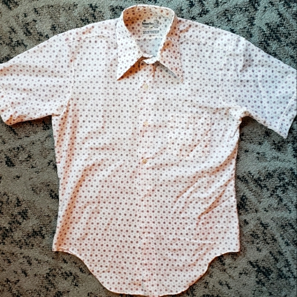 Vintage Permanent Press Shirt Polka Dot Print Medium 1980d